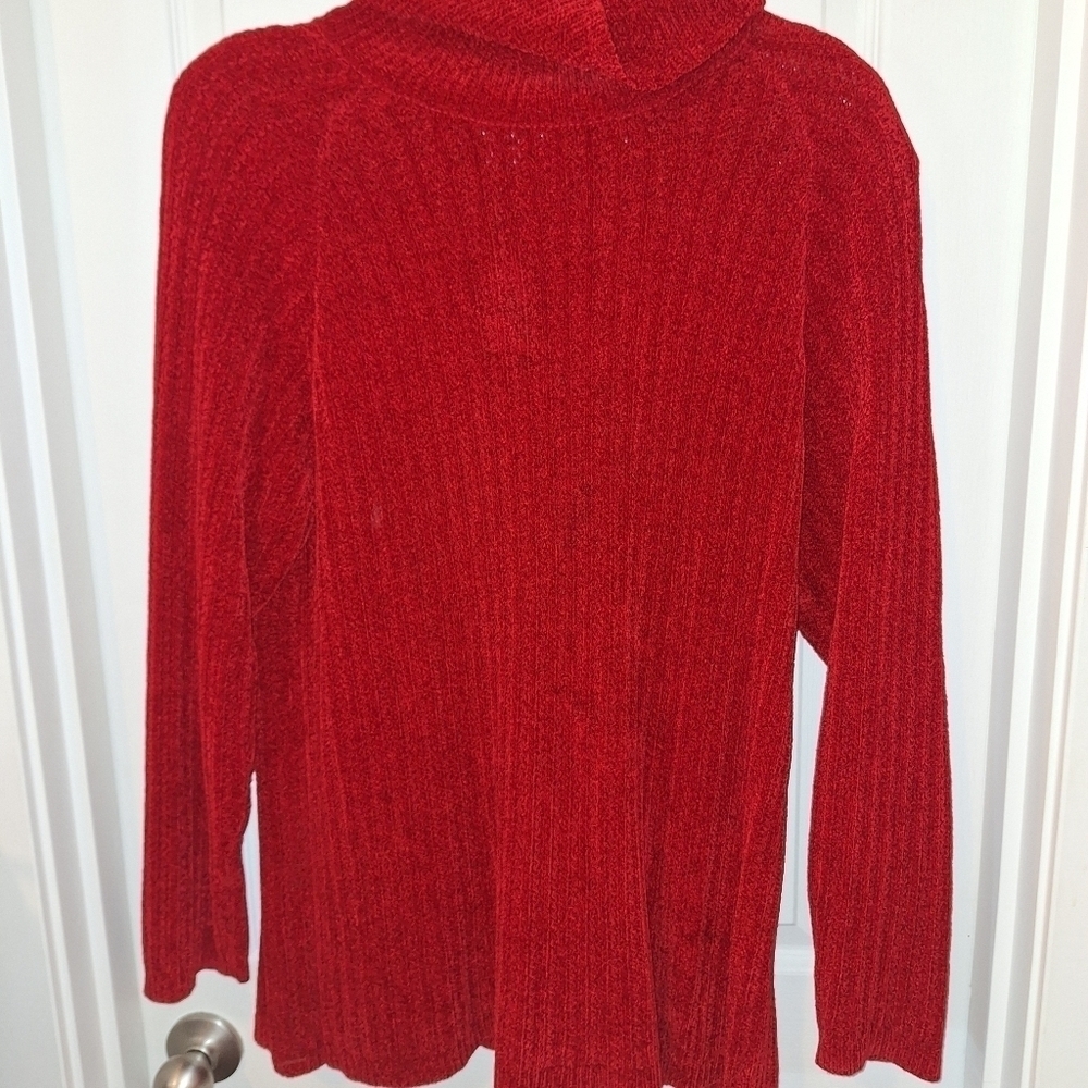 Norm Thompson Red Chenille Sweater Medium Vintage